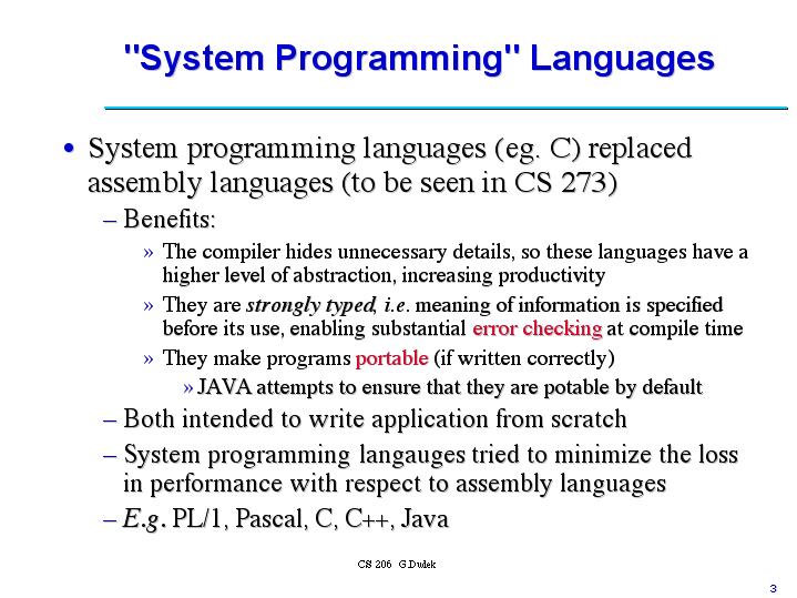 "System Programming" Languages