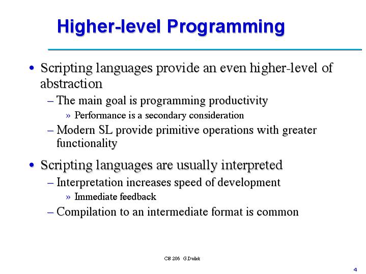 Higher-level Programming