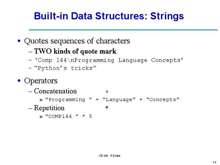 Builtin Data Structures Strings